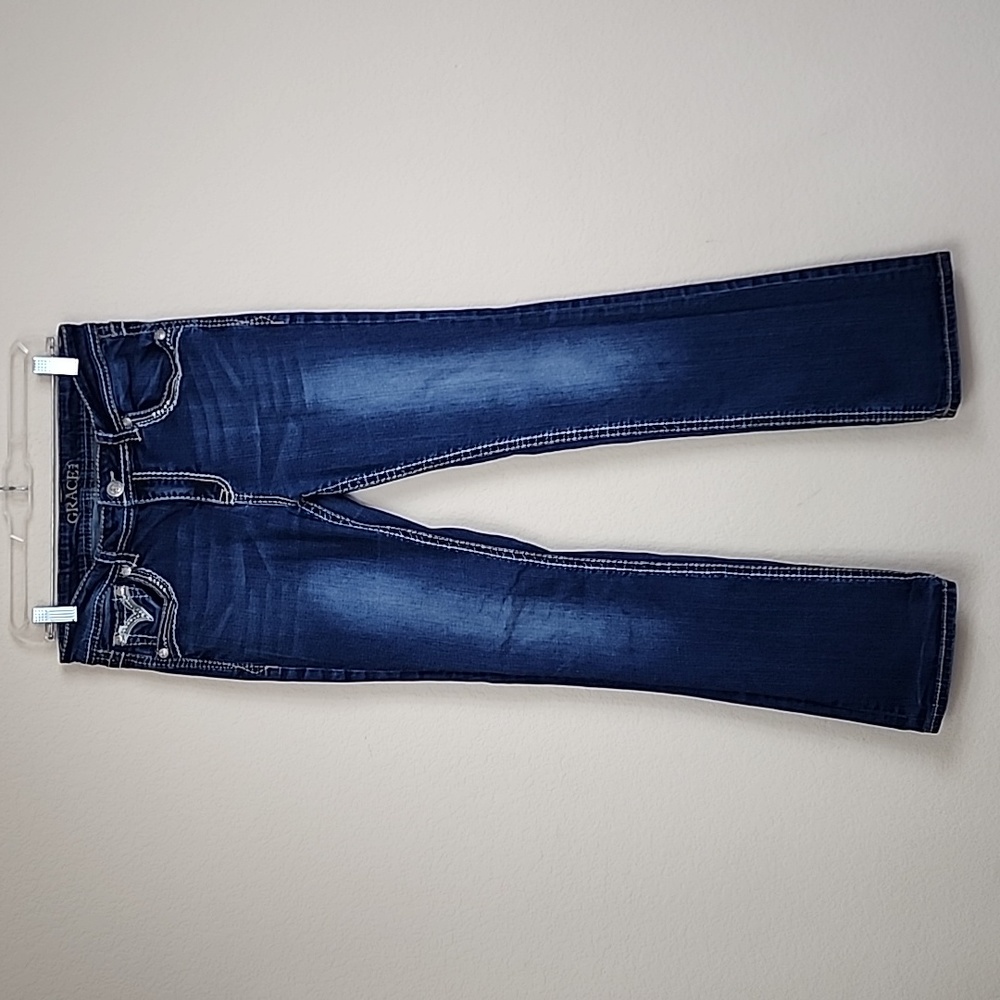 Grace in LA Embroidered Jeans - Picture 3 of 7